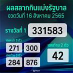 ล็อตตารี่ 16 สิงหาคม 2565